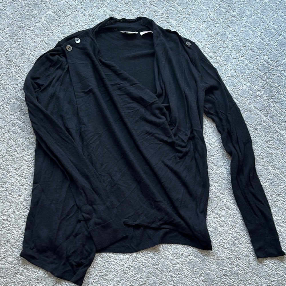 The Limited Black Drape Long Sleeve Sweater